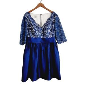 New size 14 lace top faux silk bottom dress